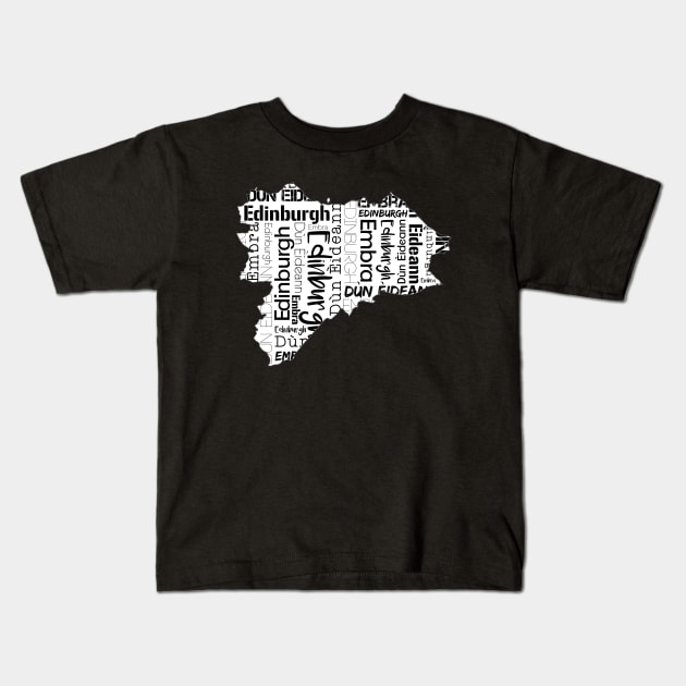 Edinburgh City Map With Text Kids T-Shirt by MacPean